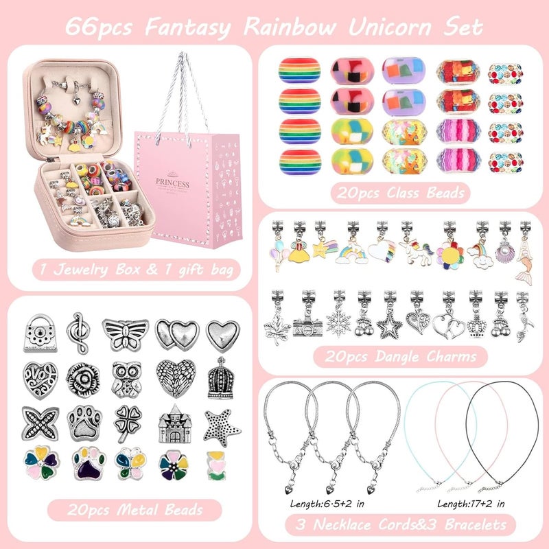 UFU Charm Bracelet Making Kit, Jewelry Making Kit Craft Gift for Girls 5 6 7 8-12, A Sweet Birthday Gift to Inspire Imagination & Creativity, with Portable Jewelry Box - Image 4